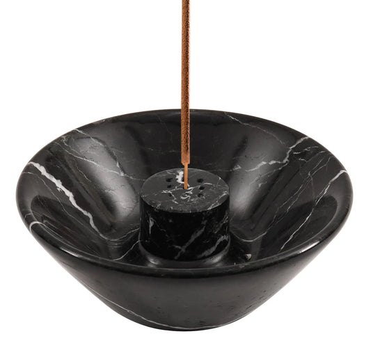 Radicaln Marble Incense Holder Black 5.5" Inch Handmade Incense Holder for Sticks with 9 Incense Holes - Ideal for Room Décor - Incense-Sticks - Ash Trays Indoor - Incense Burner