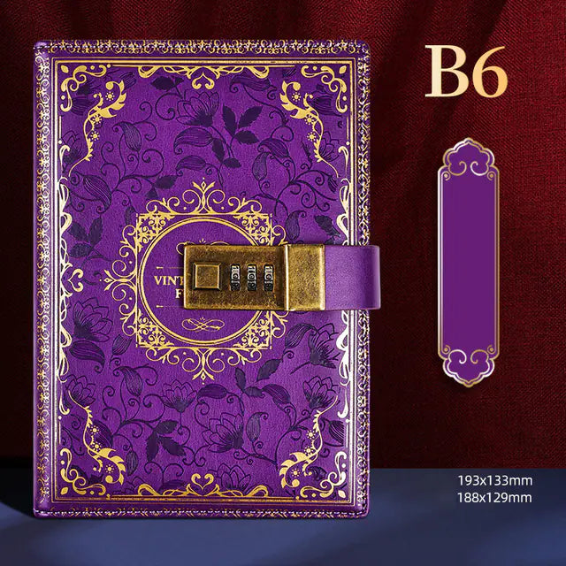 Vintage European Style Password Locked Notebook
