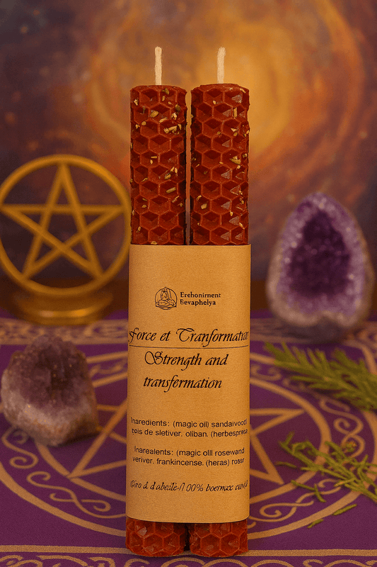 Bougie rituelle en cire d'abeille - force et transformation. Renaissance et changement intérieur, magie terrestre. Seraphélya