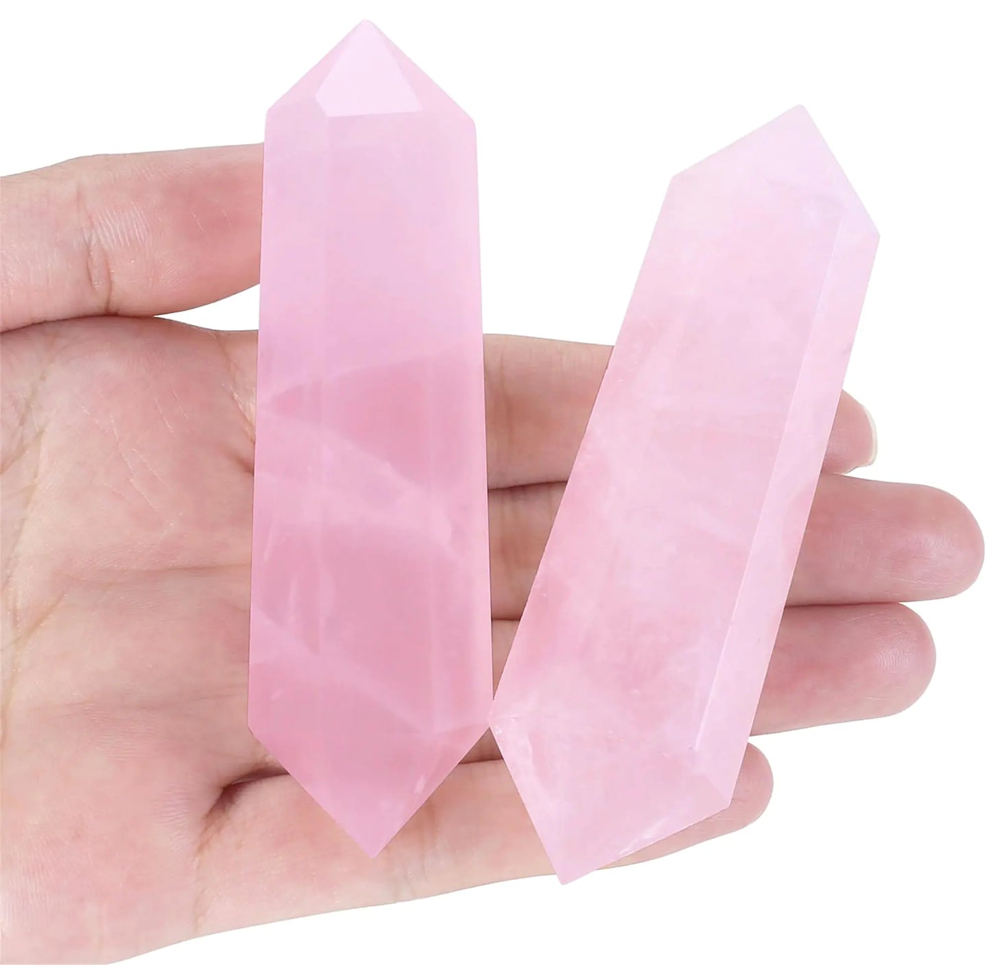YATOJUZI 3.5" Rose Quartz Healing Crystals Wand Natural Crystals and Healing Stones Large Hexagonal Rose Quartz Crystal Points for Meditation Divination Reiki Energy Balancing 1PCS