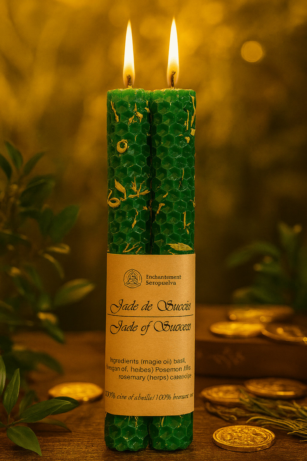 Herbes et huile magique Jade de Succès avec camomille, basilic et romarin - rituel pour attirer la réussite et la prospérité