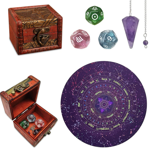 bougieherbeshuilerituelmagiqueseraphélya - boutique_shop_enchantement_seraphélyaKnana Ensemble de 6 Pièces avec Planche de Pendule, Cristal pour Radiesthésie, Dés de Tarot et Dés d'Astrologie avec Boîte, Cadeaux de Tarot pour Femmes, Fournitures et Outils Wiccans, Divination par Tarot pour DébutantsKnana Ensemble de 6 Pièces avec Planche de Pendule, Cristal pour Radiesthésie, Dés de Tarot et Dés d'Astrologie avec Boîte, Cadeaux de Tarot pour Femmes, Fournitures et Outils Wiccans, Divination par