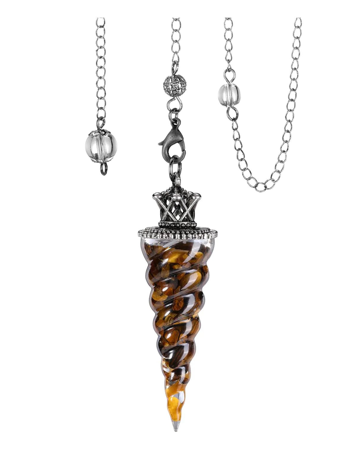 Pendule en oeil de tigre naturel - cristal spirituel pour divination, Reiki, protection et énergie positive. Seraphélya