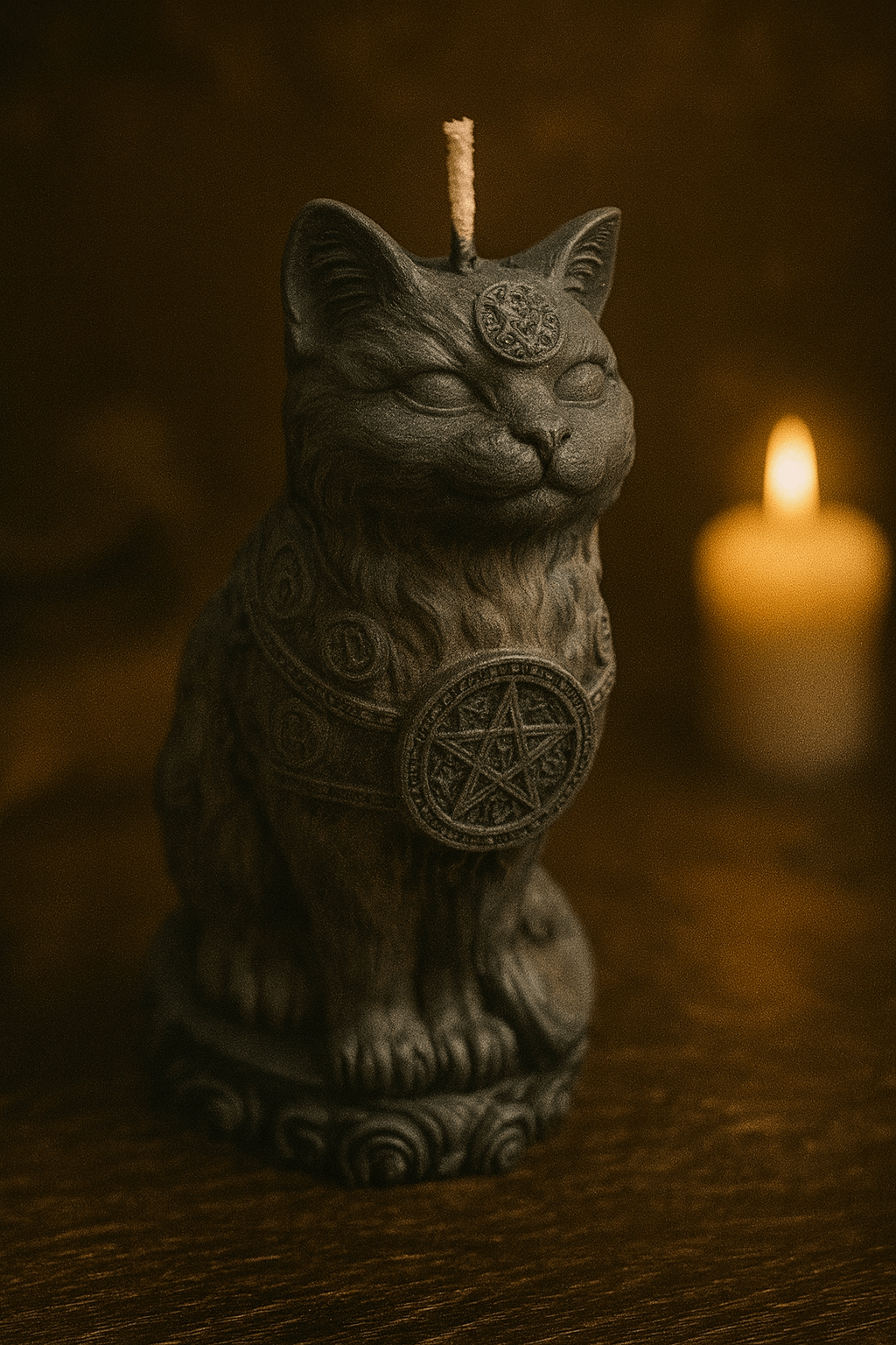 Bougie Chat de la Sorcière - bougie ésotérique artisanale avec motif de chat noir, symbole de magie et de protection