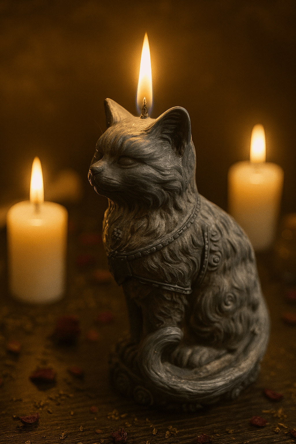 Bougie Chat de la Sorcière - bougie ésotérique artisanale avec motif de chat noir, symbole de magie et de protection