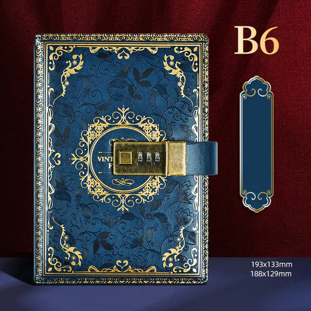 Vintage European Style Password Locked Notebook