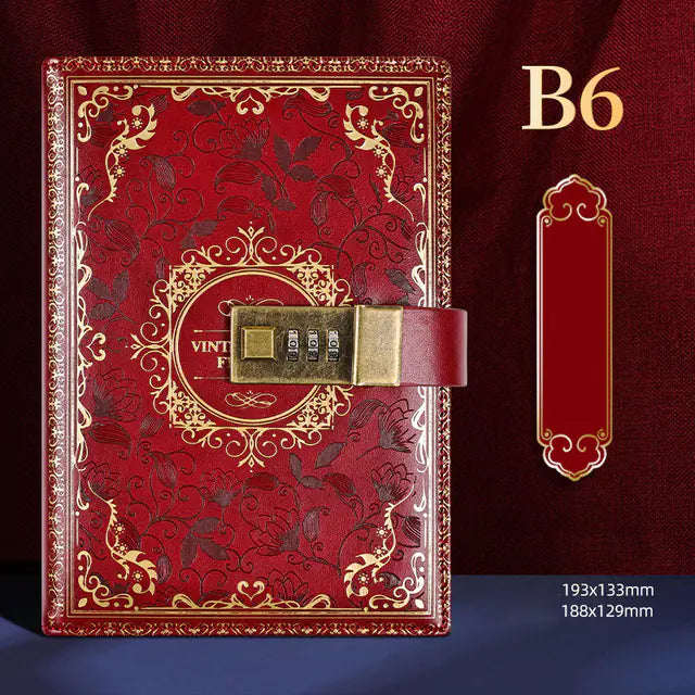 Vintage European Style Password Locked Notebook