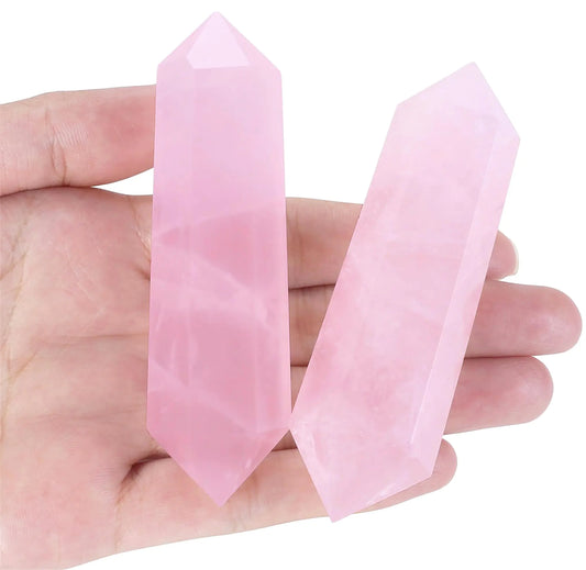 YATOJUZI 3.5" Rose Quartz Healing Crystals Wand Natural Crystals and Healing Stones Large Hexagonal Rose Quartz Crystal Points for Meditation Divination Reiki Energy Balancing 1PCS