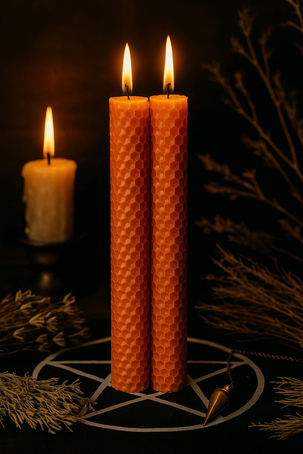 Bougie en cire d'abeille naturelle. Motivation, énergie, succès, vitalité, créativité. Création Enchantement Seraphélya