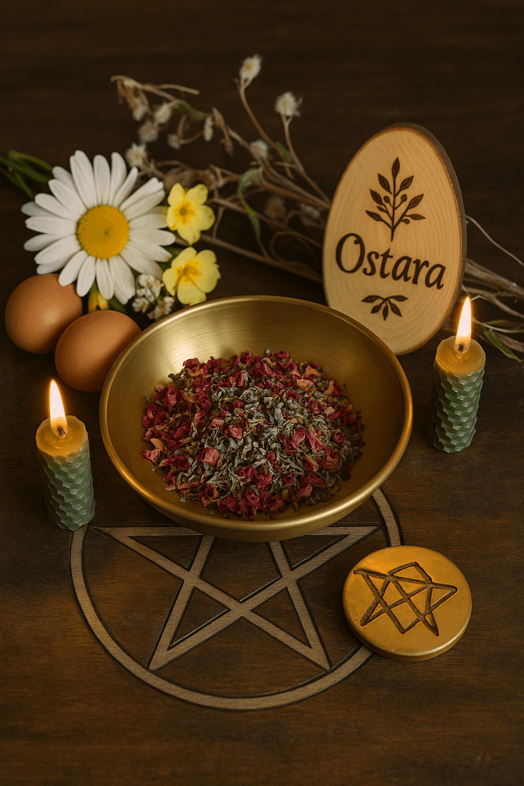 Bouquet magique Équinoxe d'Ostara - rose, lavande, romarin et menthe pour purification et renouveau spirituel. Harmonie.